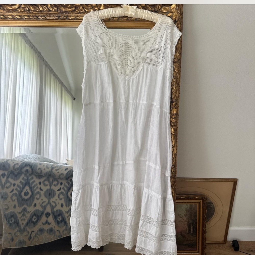 Edwardian era nightgown with crochet and eyelet trim.